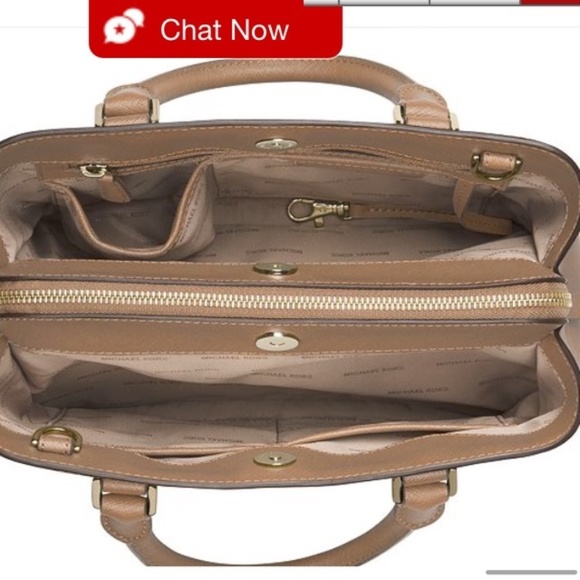 Michael Kors Savannah Saffiano Leather Satchel Camel - Picture 6 of 7